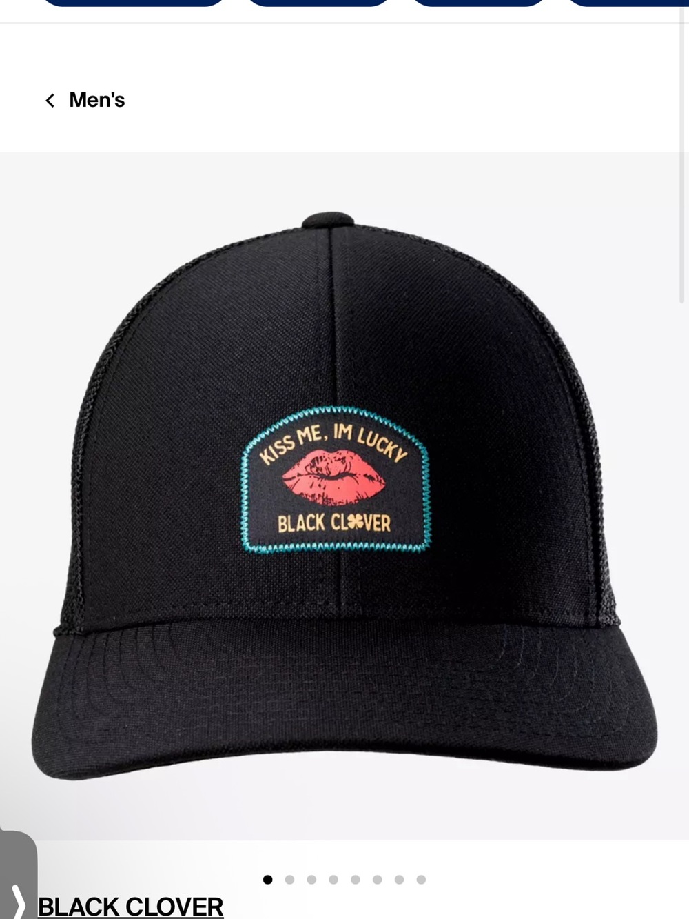 NWT Black Clover "Kiss Me, I'm Lucky" Black Trucker snap Back Hat $38